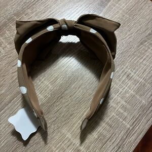 Brown  tan Polka Dot cute big Bow Headband